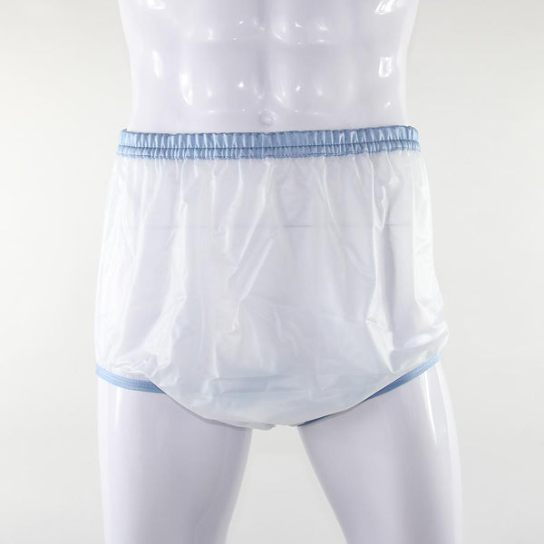 PVC Adult Baby Incontinence Snaper Diaper Rubber Pants Light Blue Metalic